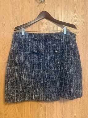 Ann Taylor Loft Tweed Button-Front Mini Skirt